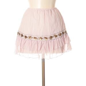 Guess pink sequin embellished tiered ruffle skirt, small